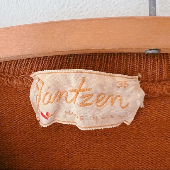 Jantzen vintage 60’s brown ringer short sleeve sweater size‎ M - Picture 7 of 7